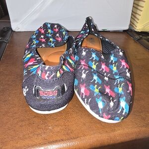 BOBS from Skechers Black Slip-On Flats with Dog Print - Frenchie- GUC - Size 10